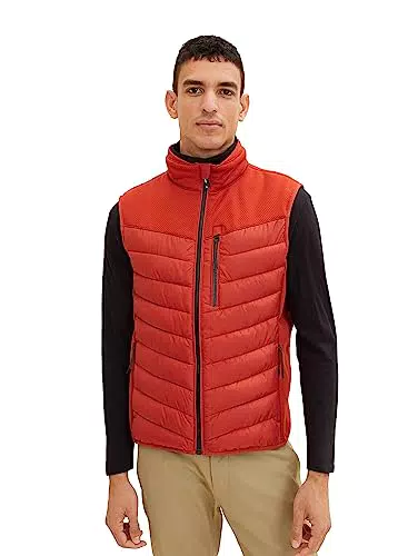 TOM TAILOR Herren 1034435 Weste, 13722 - Rooibos Orange