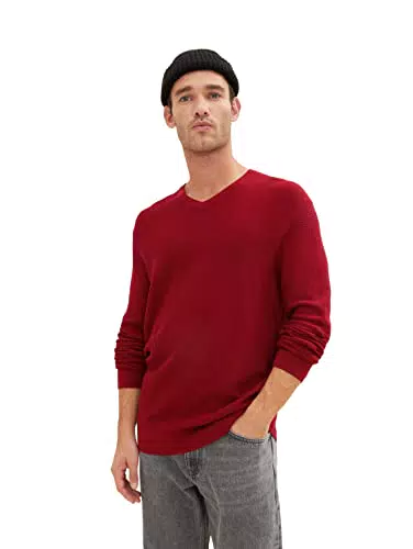 TOM TAILOR Herren 1034862 Basic Strickpullover mit V-Ausschnitt