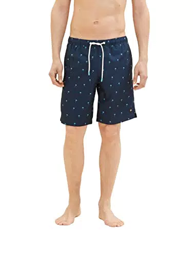TOM TAILOR Herren Badeshorts mit Muster 1035051, 31481 - morning pink palm design
