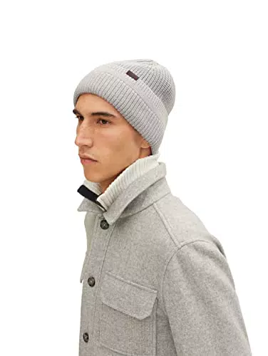 TOM TAILOR Herren Beanie Mütze 1032846, 30193 - Ordinary Grey Melange