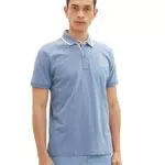 TOM TAILOR Herren Poloshirt mit Logo-Print 1035620, 12364 - Greyish Mid Blue