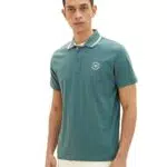 TOM TAILOR Herren Poloshirt mit Logo-Print 1035620, 30105 - deep bluish green