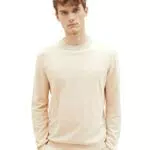 TOM TAILOR Herren Pullover aus Leinen 1034946, 13523 - cargo beige melange
