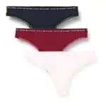 Tommy Hilfiger Damen 3er Pack Strings Tangas, Mehrfarbig