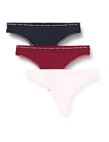 Tommy Hilfiger Damen 3er Pack Strings Tangas, Mehrfarbig