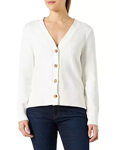 Tommy Hilfiger Damen Cardigan 1985 mit Knopfleiste, Weiß