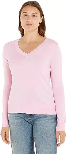Tommy Hilfiger Damen CO Jersey Stitch V-NK Sweater Pullover