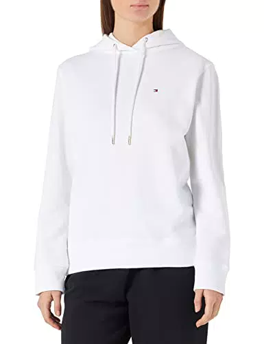 Tommy Hilfiger Damen Hoodie mit Kapuze, Weiß, S