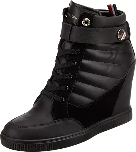 Tommy Hilfiger Damen Keilabsatz Sneaker, Schwarz