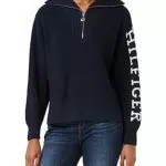 Tommy Hilfiger Damen Placed Hilfiger 1/2 Zip Sweater Pullover