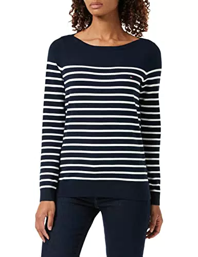 Tommy Hilfiger Damen Pullover Heritage Elegant, Blau
