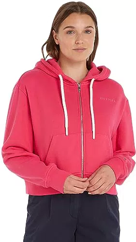 Tommy Hilfiger Damen Reg Hilfiger Fr-Terry-Kapuzenpullover Kapuzenjacke mit Reißverschluss