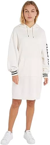 Tommy Hilfiger Damen Reg Monotype SLV Hood Short DRS Kapuzen-Kleider