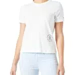 Tommy Hilfiger Damen REG Round MD TH C-NK SS S/S Strickoberteile