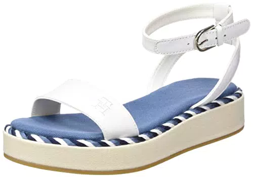 Tommy Hilfiger Damen Sandalen Rope Flatform Sommer, Weiß