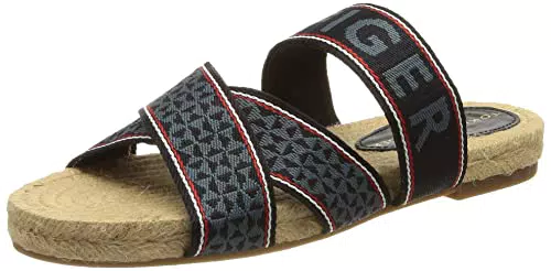 Tommy Hilfiger Damen Tommy Webbing Flat Espadrille Flache Sandale