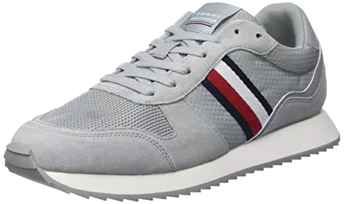 Tommy Hilfiger Herren Evo Mix Runner Sneaker, silberfarben antik-Optik