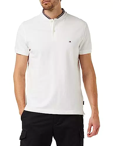 Tommy Hilfiger Herren Mao Collar with RWB Slim Polo S/S Polos