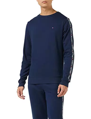 Tommy Hilfiger Herren Sweatshirt ohne Kapuze, Blau, L