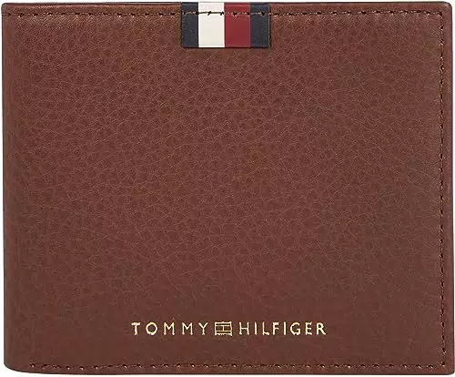 Tommy Hilfiger Hilfiger Flag Prem Lea Mini Credit Card Billfold Wallet Dark Chestnut
