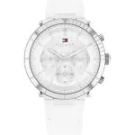 Tommy Hilfiger Multi Zifferblatt Quarz Uhr für Damen mit Weisses Lederarmband - 1782352