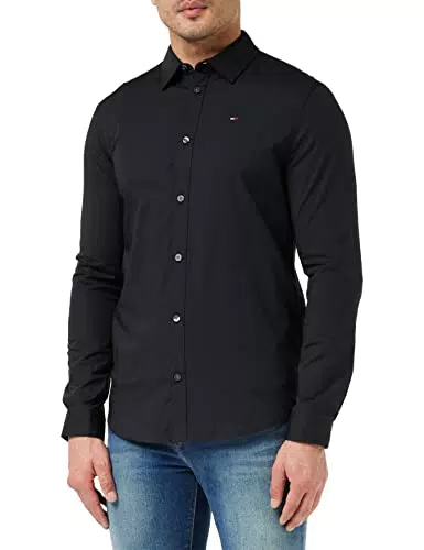Tommy Jeans Herren Hemd TJM Original Langarm, Schwarz