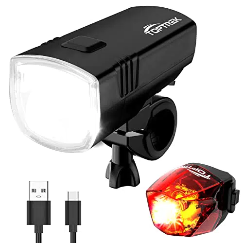 toptrek Fahrradlicht, USB Aufladbar Fahrrad licht mit Typ-C