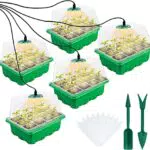 TOUTBIEN Zimmergewächshaus Anzuchtkasten, Neu 5 Stück 60 Zellen Mini Gewächshaus Anzucht Set mit Pflanzenlampe LED Vollspektrum