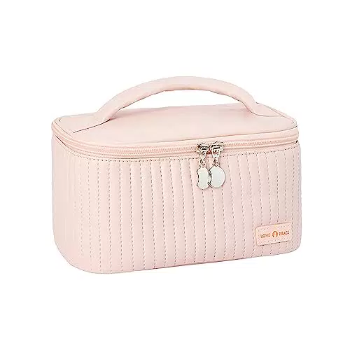 Tragbare Reise Make Up Tasche Aufbewahrungstasche aus PU-Leder Reise Kosmetiktasche Mit Großem Fassungsvermögen Damen Reise Schminktasche süße Reise-Kulturtasche