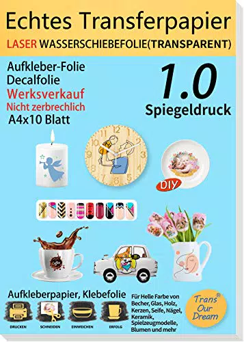 TransOurDream Laser Wasserschiebefolie DIN A4X10 Blatt