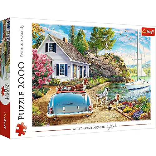 Trefl 27124 2000 Elemente Hunde, Sommer, Segelboot, Modernes DIYPuzzle