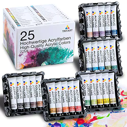 Tritart Acryl-Farben-Set HOCHPIGMENTIERT, 25 x 22ml Malfarben Tuben