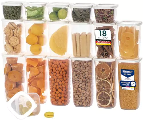 uandu 18er Vorratsdosen mit deckel Luftdicht Set, BPA frei