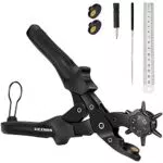 Ueznirn Gürtellochzange Heavy Duty Revolverlochzange Hebelübersetzung Lochzange Gürtel - Leder Locher mit 2 Extra Punch Platten