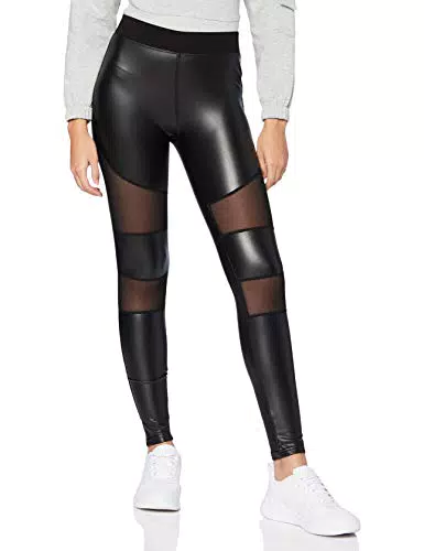 Urban Classics Damen Ladies Tech Mesh Faux Leather Leggings