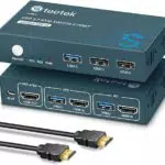 USB3.0 KVM Switch HDMI 2 Port, Steetek 4K@60Hz 2 PC 1 Monitor Switch