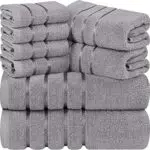 Utopia Towels - 8er Handtücher Set aus Baumwolle mit Viskosestreifen und Aufhänger
