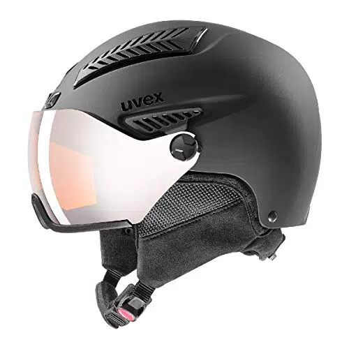 uvex hlmt 600 visor - Skihelm für Damen und Herren - mit Visier - individuelle Größenanpassung - black matt - 53-55 cm