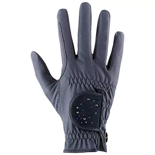 uvex sportstyle diamond - dehnbarer Reithandschuh für Damen und Herren - strapazierfähig - veredelt mit Swarovski Kristallen - blue - 6.5