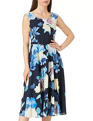 Vera Mont Damen 4362/4201 Cocktailkleid, Dark Blue/Yellow