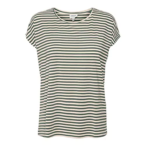 VERO MODA Damen VMAVA Plain SS TOP Stripe GA JRS NOOS T-Shirt