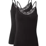 VERO MODA Damen VMINGE LACE Singlet GA 2-Pack NOOS, Black