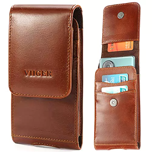 VIIGER Leder Handytasche für Gürtel, Flip Phone Case Smartphone Tasche für iPhone 14 Pro Max 13 Pro Max Galaxy S22 Ultra S23 Ultra