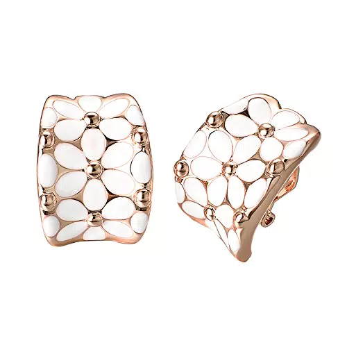 Vissen Weiß Blumen Klipp Ohrringe Damen Mädchen Weiss Modeschmuck Ohrclips Damen Ohne Ohrlöcher Rosevergoldet