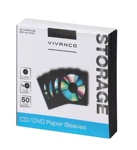 Vivanco CD/DVD Papier-Umschläge schwarz
