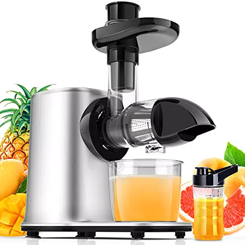 Vpcok Direct Slow Juicer Entsafter Gemüse und Obst mit 2 Geschwindigkeit & Umkehrfunktion & Saftkanne & Reinigungsbürste