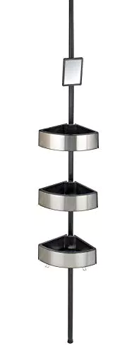 WENKO Teleskop Duschecke Premium Big Black, ausziehbares Badregal mit 3 Ablagen
