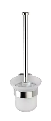 WENKO WC-Garnitur Mezzano, hochwertiger Bürstenhalter aus satiniertem Glas mit hygienischer WC-Bürste