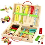 Werkzeugkoffer Kinder Spielzeug ab 3 Jahre Junge Mädchen Holzspielzeug Werkzeugkasten