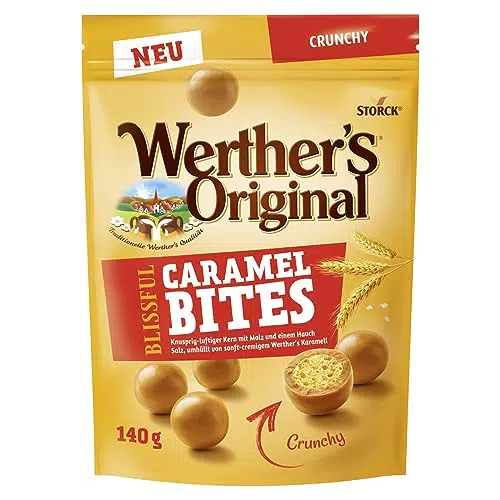 Werther’s Original Blissful Caramel Bites Crunchy Knusprig-luftige Kugeln mit Malz umhüllt von sanft-cremigem Werther’s Karamell 1 x 140g